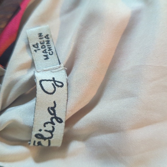 Eliza J Artsy Geometric Print Halter Metallic Necklace Collar Maxi Dress Sz 14 - Picture 4 of 10